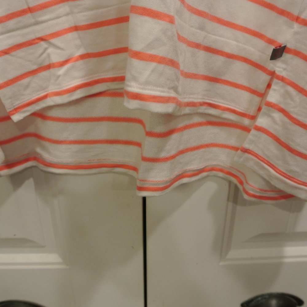 TALBOTS Women's Size 2XP Pink Striped No Sleeve Pullover Top Hood Med Weight - Picture 2 of 9